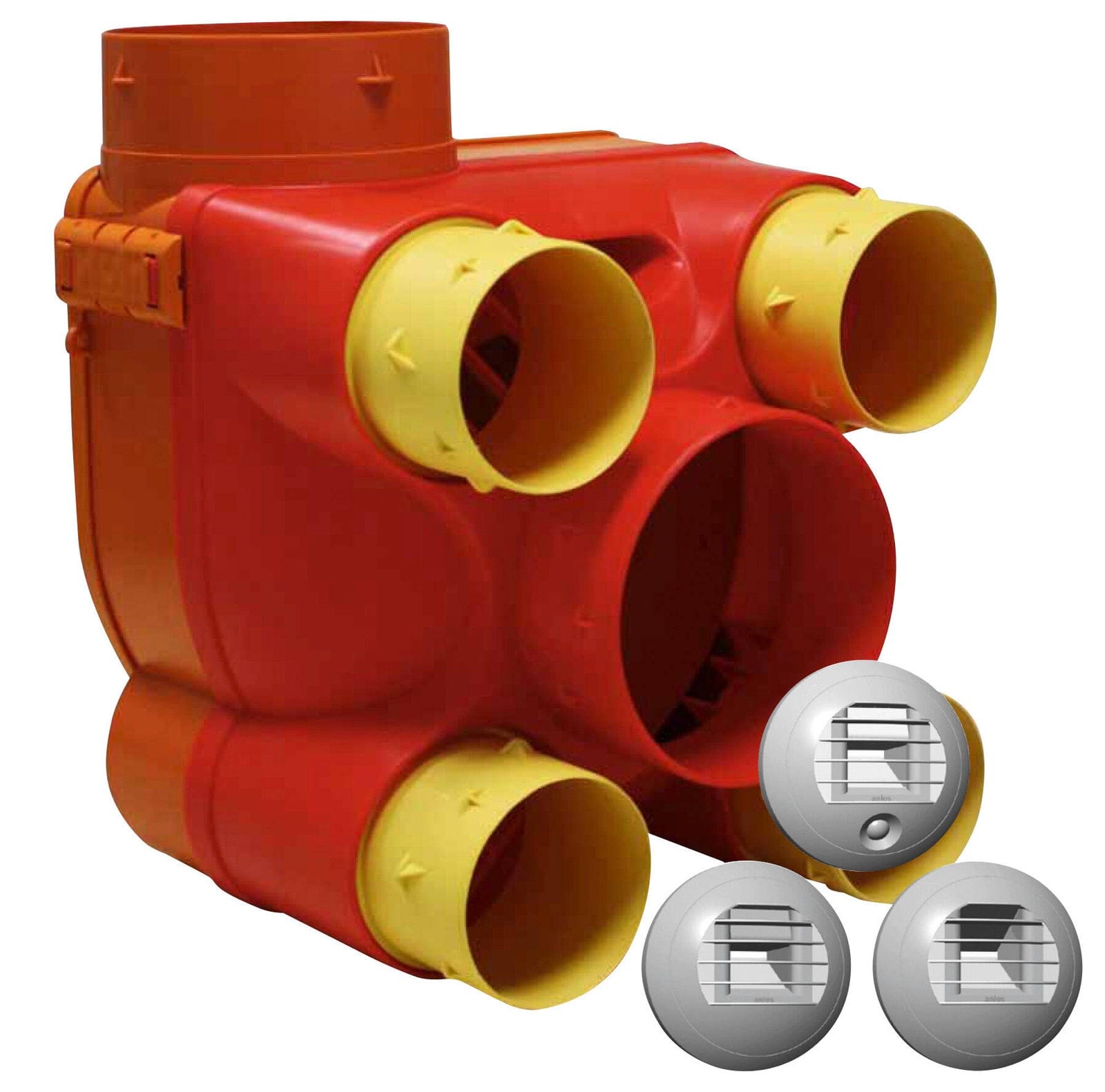 Kit Equation Hygro 3 avec caisson rouge et trois bouches d'extraction