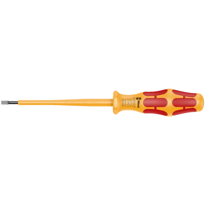 Tournevis Wera 1060 i à fente avec manche Kraftform VDE rouge jaune