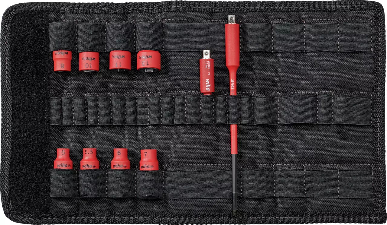 Trousse Wiha ElectricVario avec manches, adaptateurs et douilles isolées