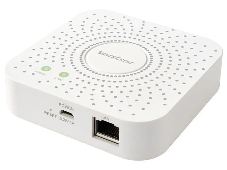 Passerelle Zigbee Lidl Silvercrest avec ports réseau et alimentation