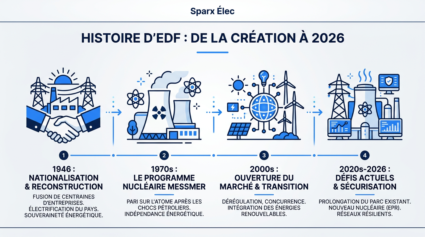 L'histoire d'EDF : de sa création en 1946 aux défis de 2026