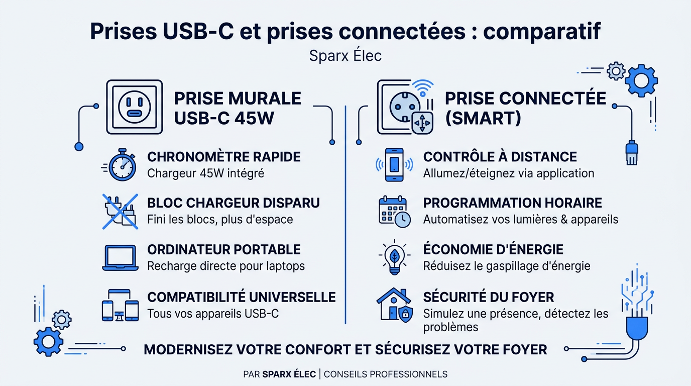 Prises USB-C et prises connectées : comparatif